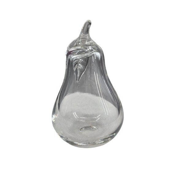 Princess House Blown Glass Pear Figurine Paperweight 3 Inch Clear Fruit Decor - Picture 2 of 5